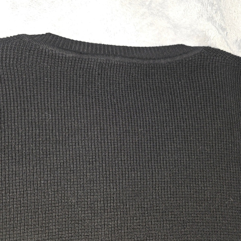 Quince Organic Cotton Cashmere Waffle Crewneck Sweater Black XXL - Picture 6 of 15